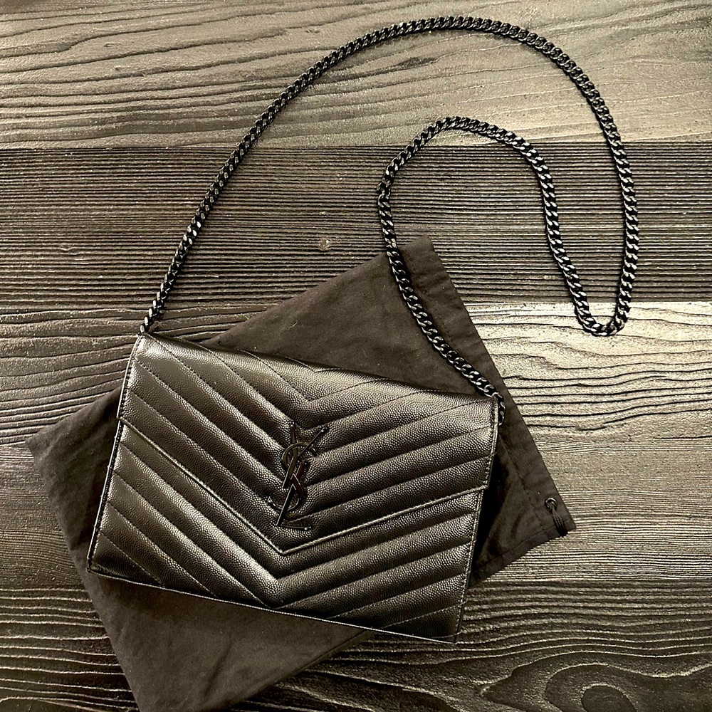 SAINT LAURENT YSL monogram quilted-leather cross-body bag